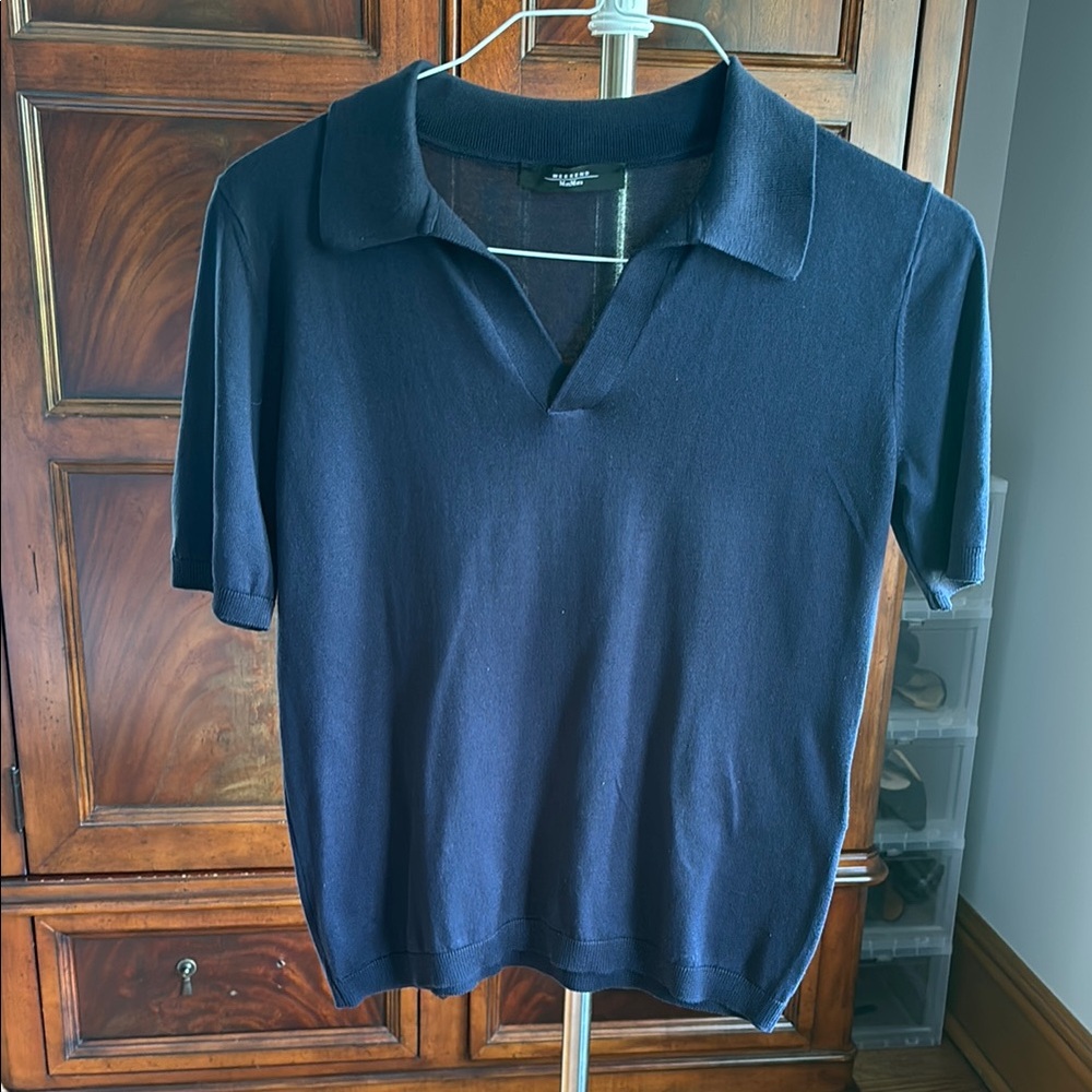 Weekend Max Mara Blue Polo Shirt Classic Knit Casual